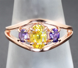 Комплект с ярко-желтыми и пурпурными сапфирами 5,04 карата Серебро 925