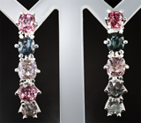 Серьги с разноцветными шпинелями 10,82 карата