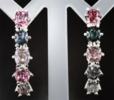 Серьги с разноцветными шпинелями 10,82 карата