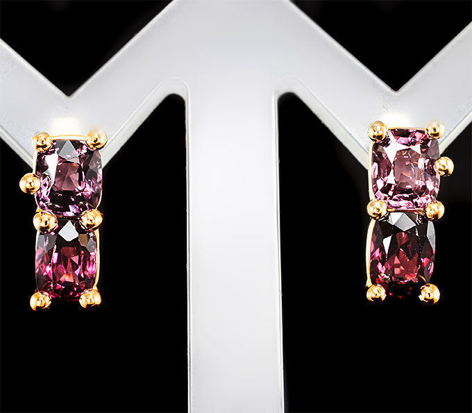 Золото Серьги со шпинелями 5,01 карата