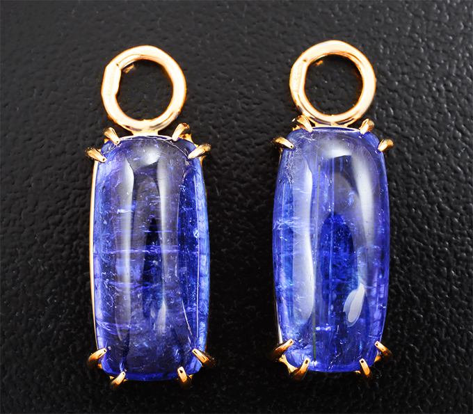 Золото Подвесы для серег с крупными насыщенными танзанитами 19,81 карата