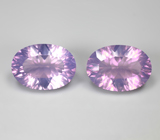 Пара чистейших лавандовых аметистов лазерной огранки 11,12 карата