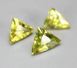 Набор из 3 желто-зеленых сфенов редкой огранки 3,28 карата