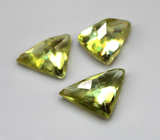 Набор из 3 желто-зеленых сфенов редкой огранки 3,28 карата