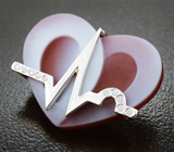 Кулон с халцедоновой камеей на карнелиане 11,86 карата и муассанитами Серебро 925