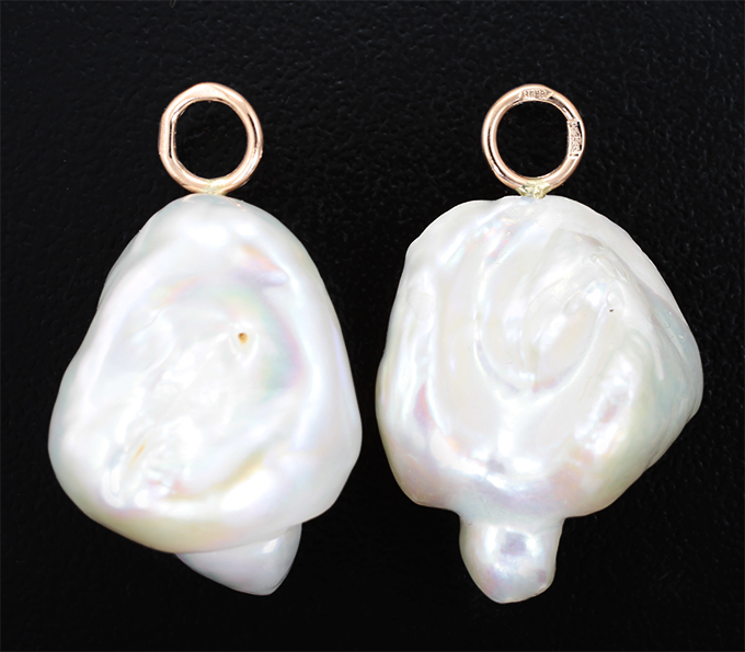 Подвесы для серег с кремово-белым морским жемчугом барокко