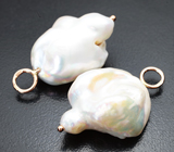 Подвесы для серег с кремово-белым морским жемчугом барокко Золото