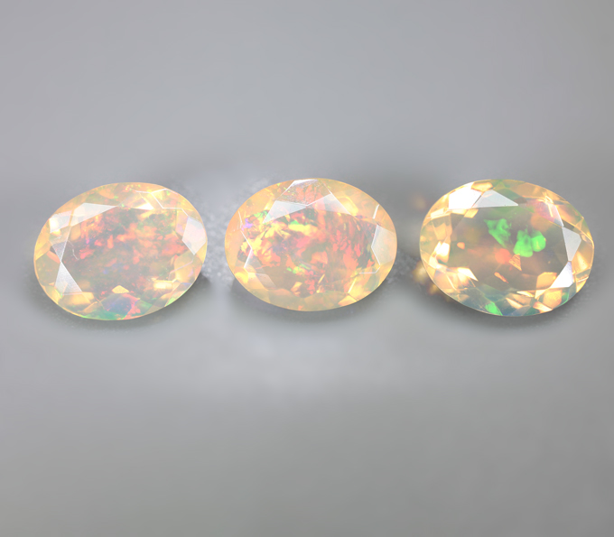 Набор из 3 ограненных эфиопских опалов 3,55 карата