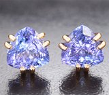 Пусеты с насыщенными танзанитами 2,73 карата