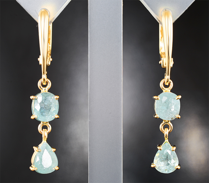 Золото Серьги с параиба турмалинами 3,63 карата