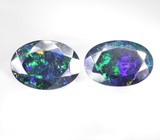 Крупная пара ограненных черных опалов 6,05 карата