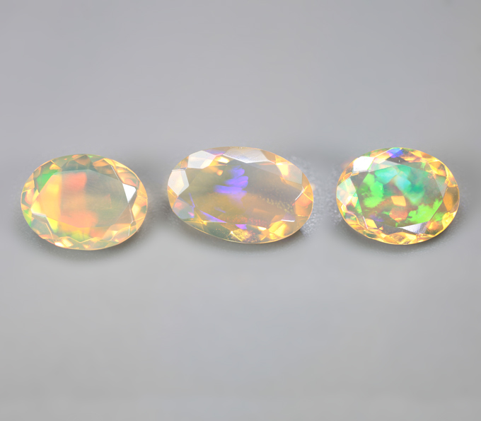 Набор из 3 ограненных эфиопских опалов 3,15 карата