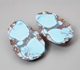 Крупная пара кабошонов казахстанской бирюзы 37,76 карата