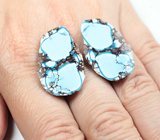 Крупная пара кабошонов казахстанской бирюзы 37,76 карата