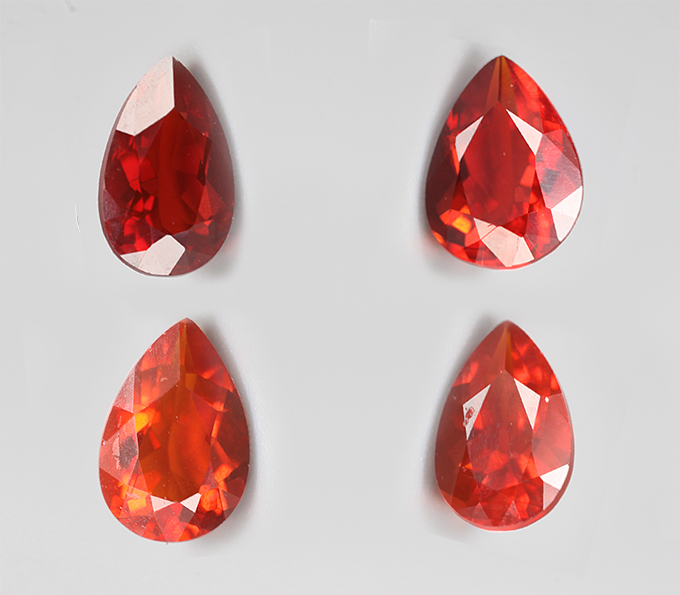 Набор из 4 мексиканских ограненных «огненных» опалов 4,64 карата