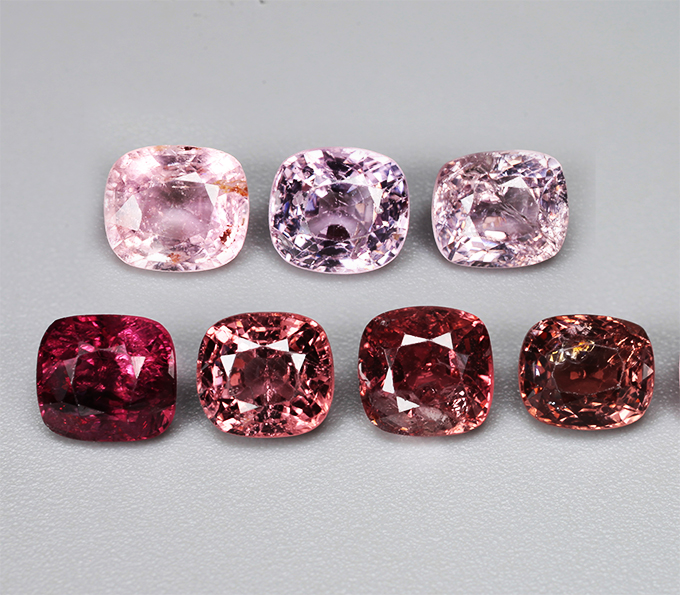 Крупный набор из 7 шпинелей 6 карат