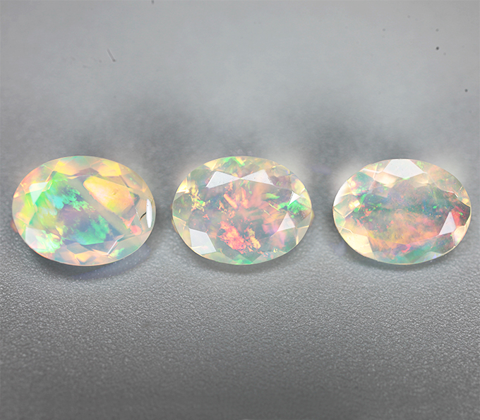 Набор из 3 ограненных эфиопских опалов 2,92 карата