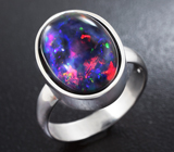 Кольцо c кристаллическим черным опалом