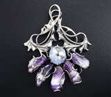 Кулон с дьюмортеьеритом и аметистами