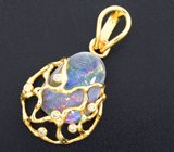 Кулон с австралийским solid опалом 3,18 карата и бриллиантами