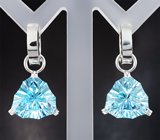 Серьги с голубыми топазами авторской огранки 17,85 карата