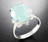 Кольцо с параиба турмалином 6,07 карата и бриллиантами