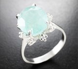 Кольцо с параиба турмалином 6,07 карата и бриллиантами