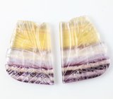 Крупная пара резных полихромных флюоритов 70,25 карата