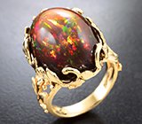 Кольцо с кристаллическим черным опалом 17,14 карата