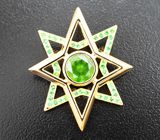 Кулон с уральским демантоидом 1,51 карата и цаворитами