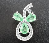 Кулон с цаворитами гранатами 2,06 карата и лейкосапфирами