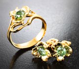 Комплект с уральскими демантоидами 1,14 карата