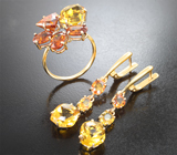 Комплект с сапфирами, гелиодорами, сфалеритом и спессартинами