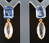 Серьги с флюоритами со сменой цвета 7,3 карата и морганитами