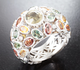 Кольцо с разноцветными сапифирами 13,2 карата и бриллиантами