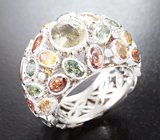 Кольцо с разноцветными сапифирами 13,2 карата и бриллиантами