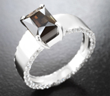 Кольцо с чистейшим полихромным турмалином 2,41 карата и бесцветными сапфирами