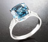 Кольцо с чистейшим синим London топазом 4,1 карата и бриллиантами