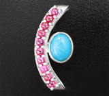 Кулон с кабошоном армянской бирюзы 2,45 карата и рубинами 1,57 карата