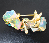 Брошь с кристаллическими эфиопскими опалами 14,99 карата и бриллиантами