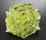 Брошь с резным зеленым турмалином 11,67 карата