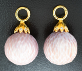 Подвесы для серег с резным жемчугом Edison 30,45 карата и лейкосапфирами