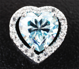 Кулон с голубым муассанитом редкой огранки 1,99 карата и лейкосапфирами