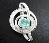 Кулон с мятно-зеленым турмалином 1,1 карата и лейкосапфирами