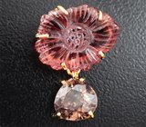 Кулон с резным турмалином 5,27 карата и оранжевато-желтым цирконом высокой чистоты 2,89 карата