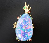 Кулон с австралийским триплет опалом 24,84 карата, цаворитами, сапфирами и бриллиантами