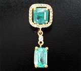 Кулон с уральскими изумрудами 2,84 карата и лейкосапфирами