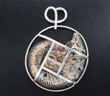 Кулон с крупным пиритовым амонитом с перламутровым слоем 51,44 карата