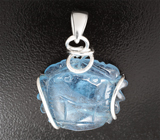 Кулон с миниатюрой «Краб» из цельного аквамарина 18,35 карата