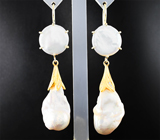 Серьги с морским жемчугом барокко 69,58 карата и лейкосапфирами